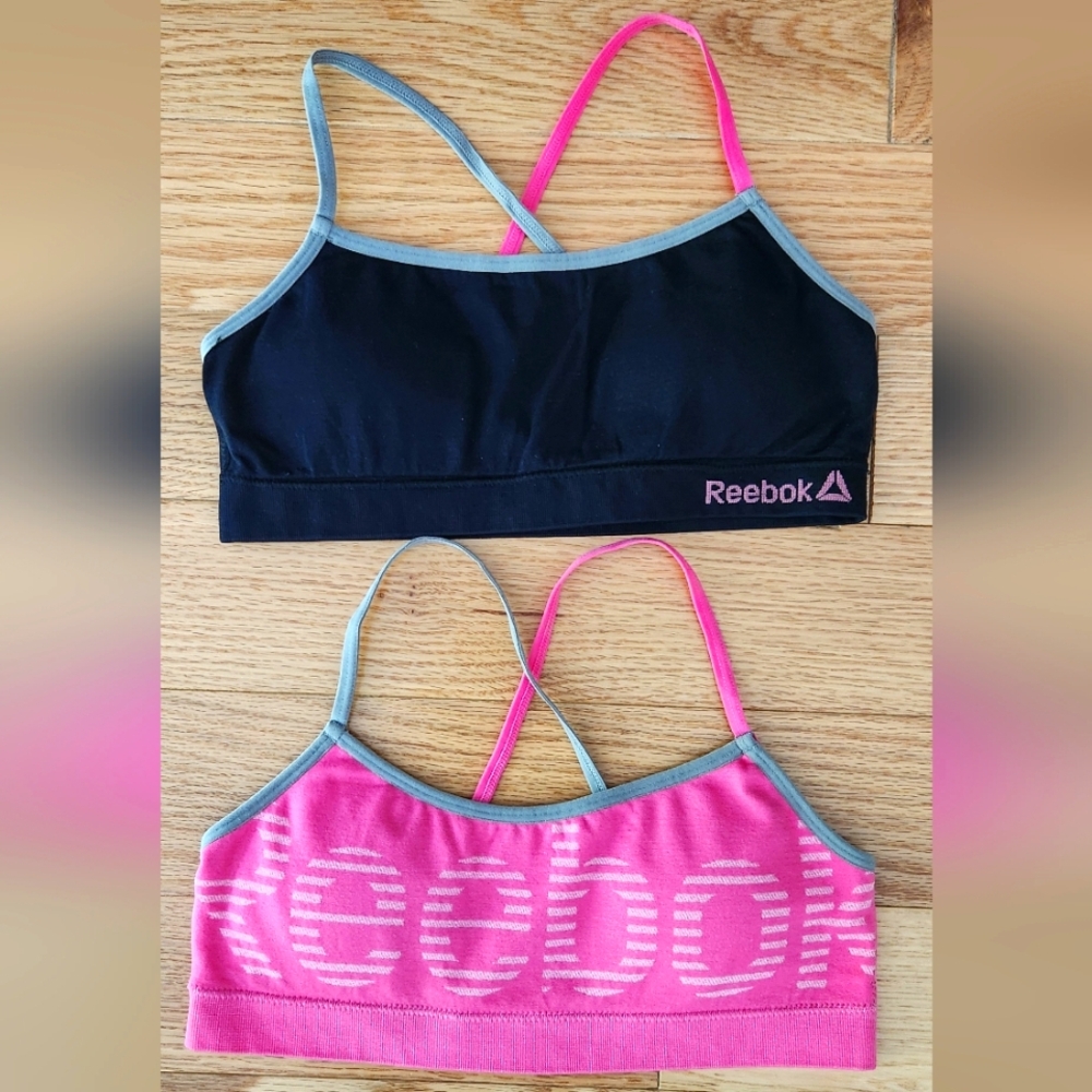 Reebok Girls Seamless Strappy Bralettes With Removable Pads, 2-Pack- Size: Large